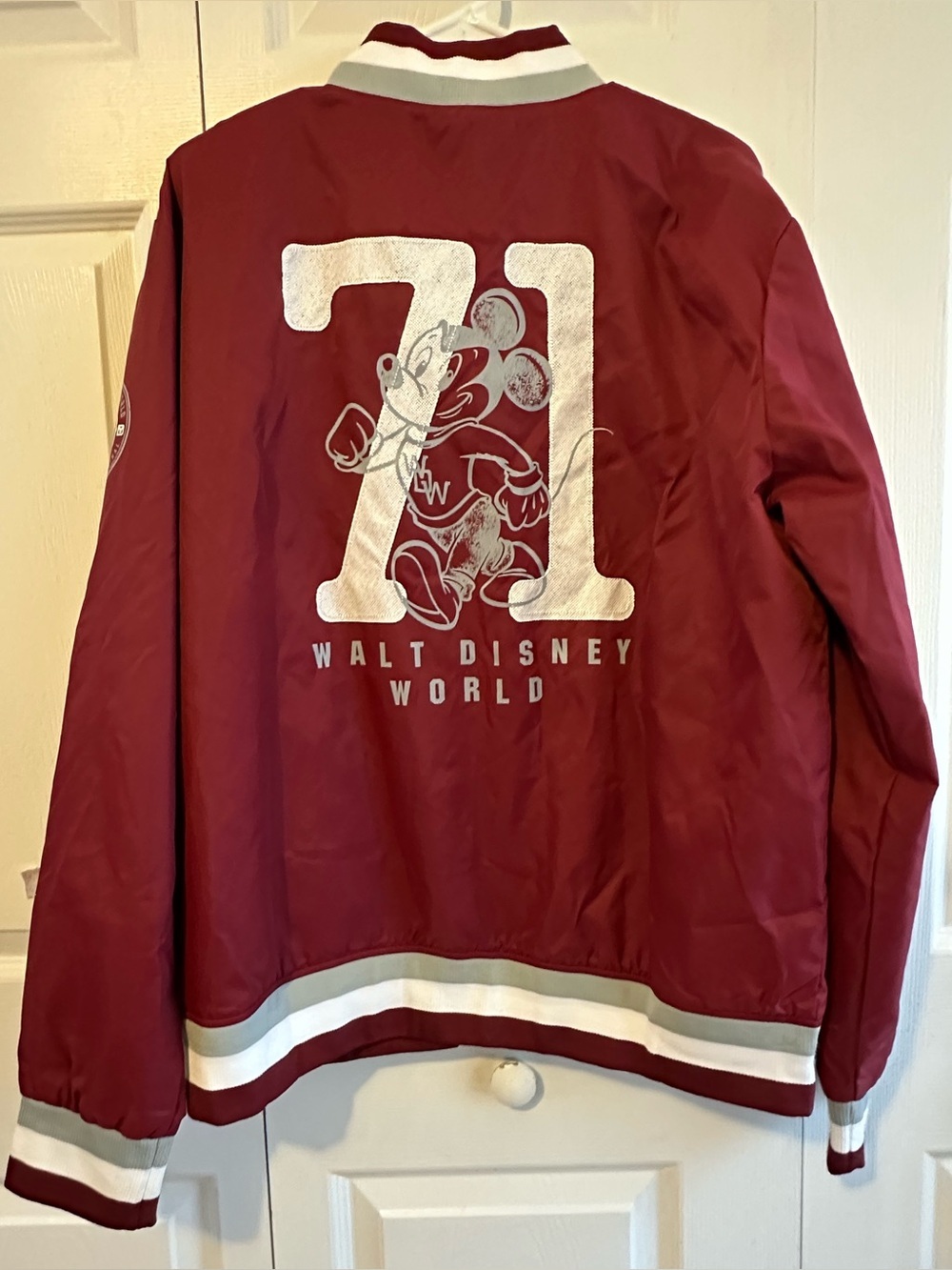 Disney Parks/ Walt Disney World burgundy Windbreaker Varsity Jacket Authentic 71